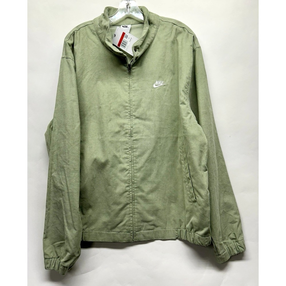 Size L Nike Club Harrington Corduroy Jacket Zip Green Mens FZ0631-370(F2)